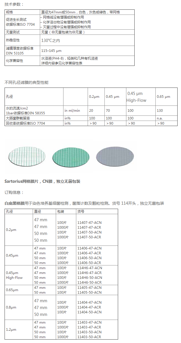 11406-47-ACN-赛多利斯Sartorius 0.45um孔径白底黑格滤膜