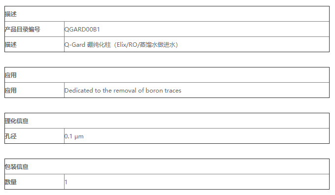 QGARD00B1-Merck Millipore Q-Gard硼纯化柱 实验室耗材