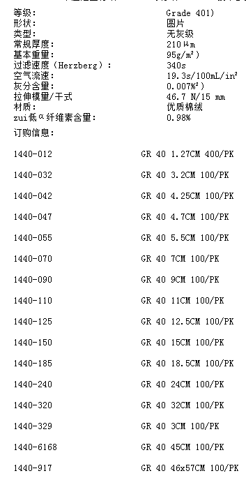 1440-047-英国沃特曼40号无灰级中速定量滤纸