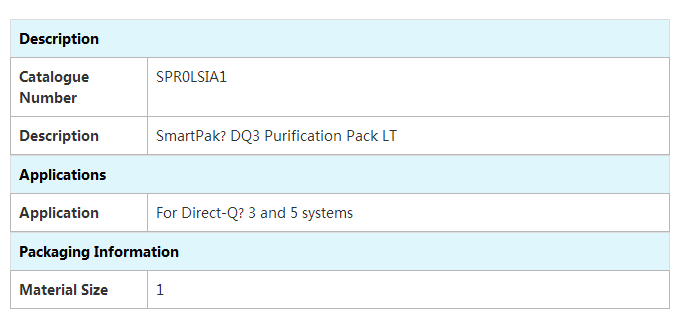 SPR00SIA1-密理博纯水机耗材 SmartPak DQ3纯化柱