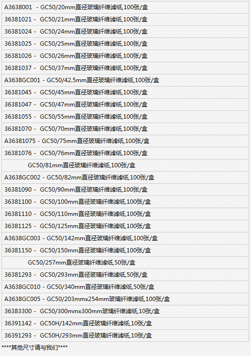 GC50/125mm-东洋GC50系列玻璃纤维滤纸
